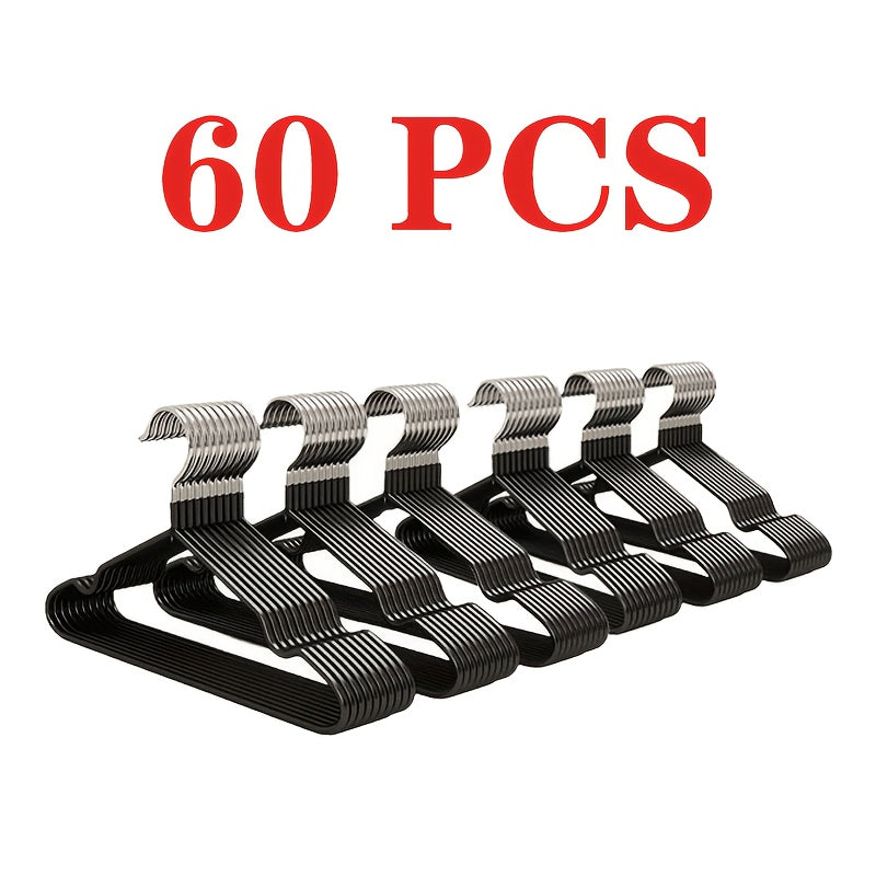 60/50/25/20pcs, Non-slip Heavy-duty Hanger, (15.75" × 7.87"), 40-50g Black Manganese Steel Dip Hanger, Bedroom Storage, Laundry Storage Helper, Advanced Long-lasting Storage Solution For Bedroom And Closet, Wet And Dry, Space-saving Design