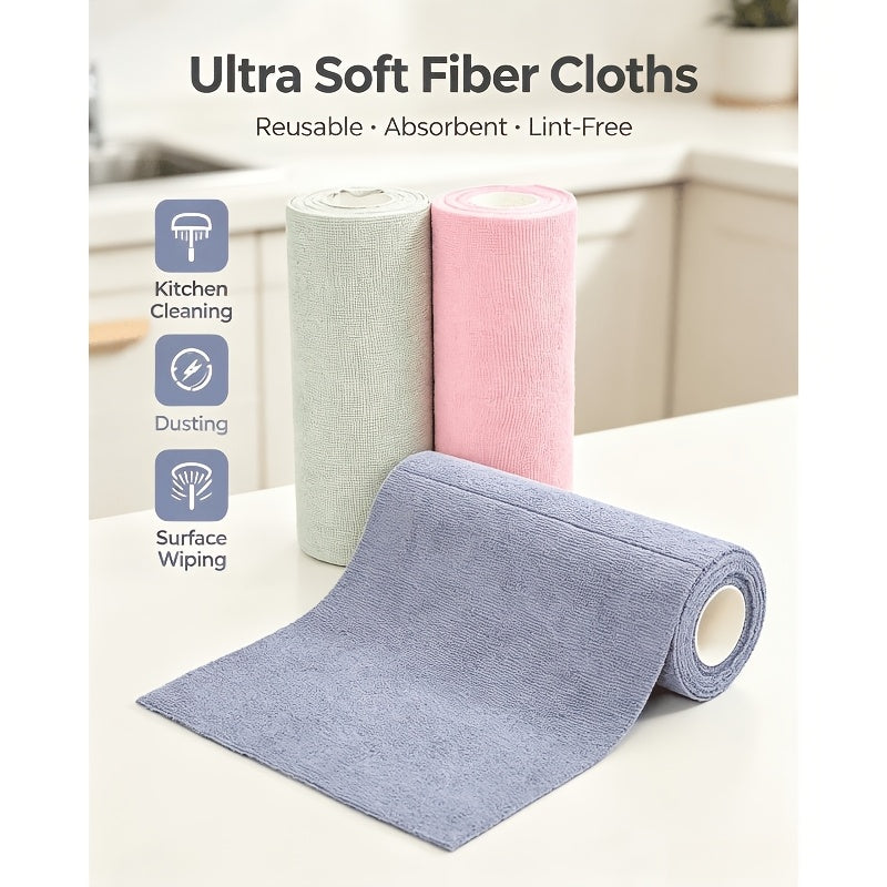 30 Reusable Microfiber Towels, Hand-torn Cleaning Towels, Disposable Napkins, Household Kitchen Towel Rolls, Dish Cloth Replacements, General Purpose Absorbent Kitchen Cloths, Kitchen Supplies, Cleaning Tools, Local Warehouse Shipping.Festival Gift.