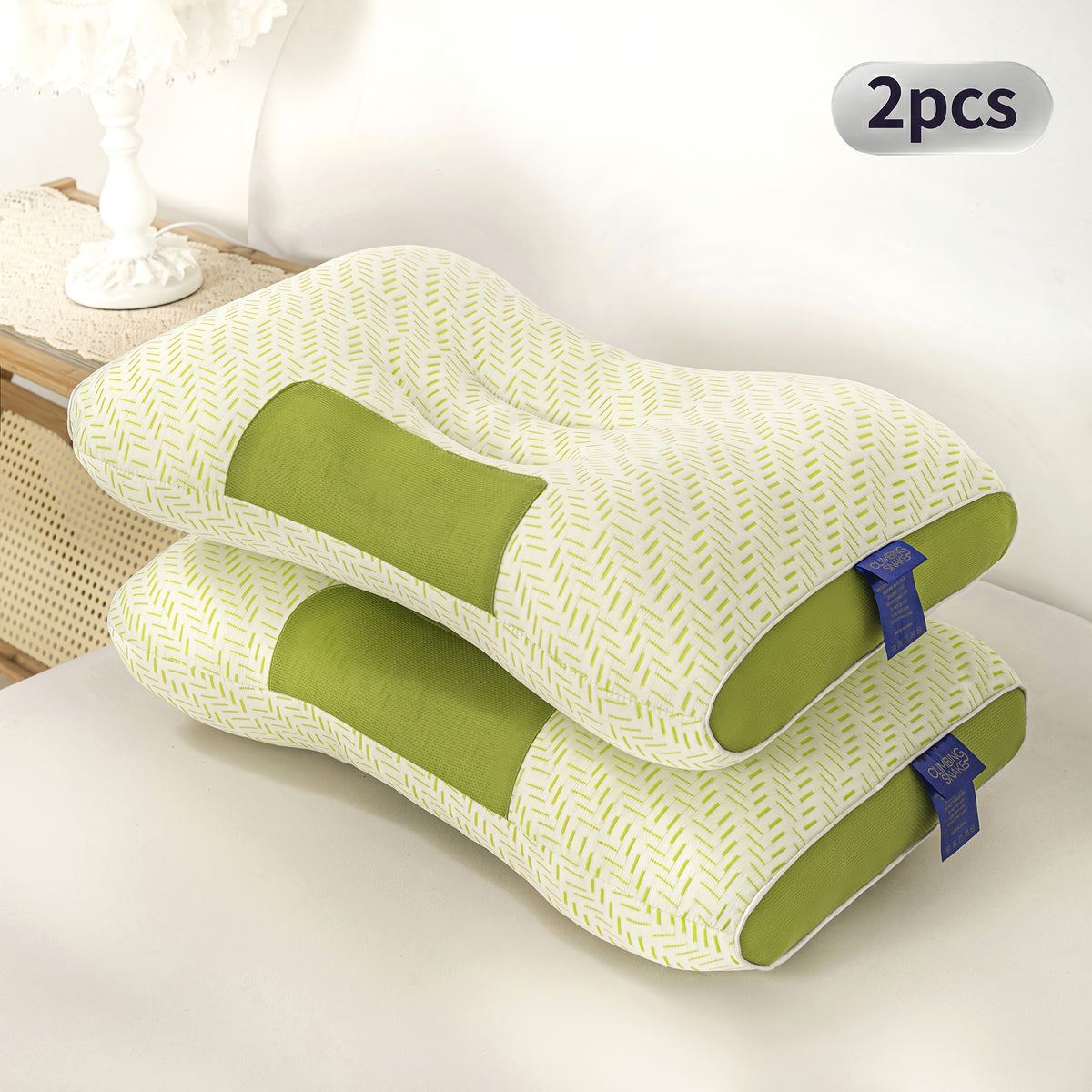 2pcs Neck Pillows, Made of Breathable Fabric That Prevents Sweatiness During Long-term Wear. Features a Removable Zippered Pillowcase, Ergonomically Designed to Fit the Neck for Comfortable Use. Effectively Relieves Shoulder and Neck Pressure