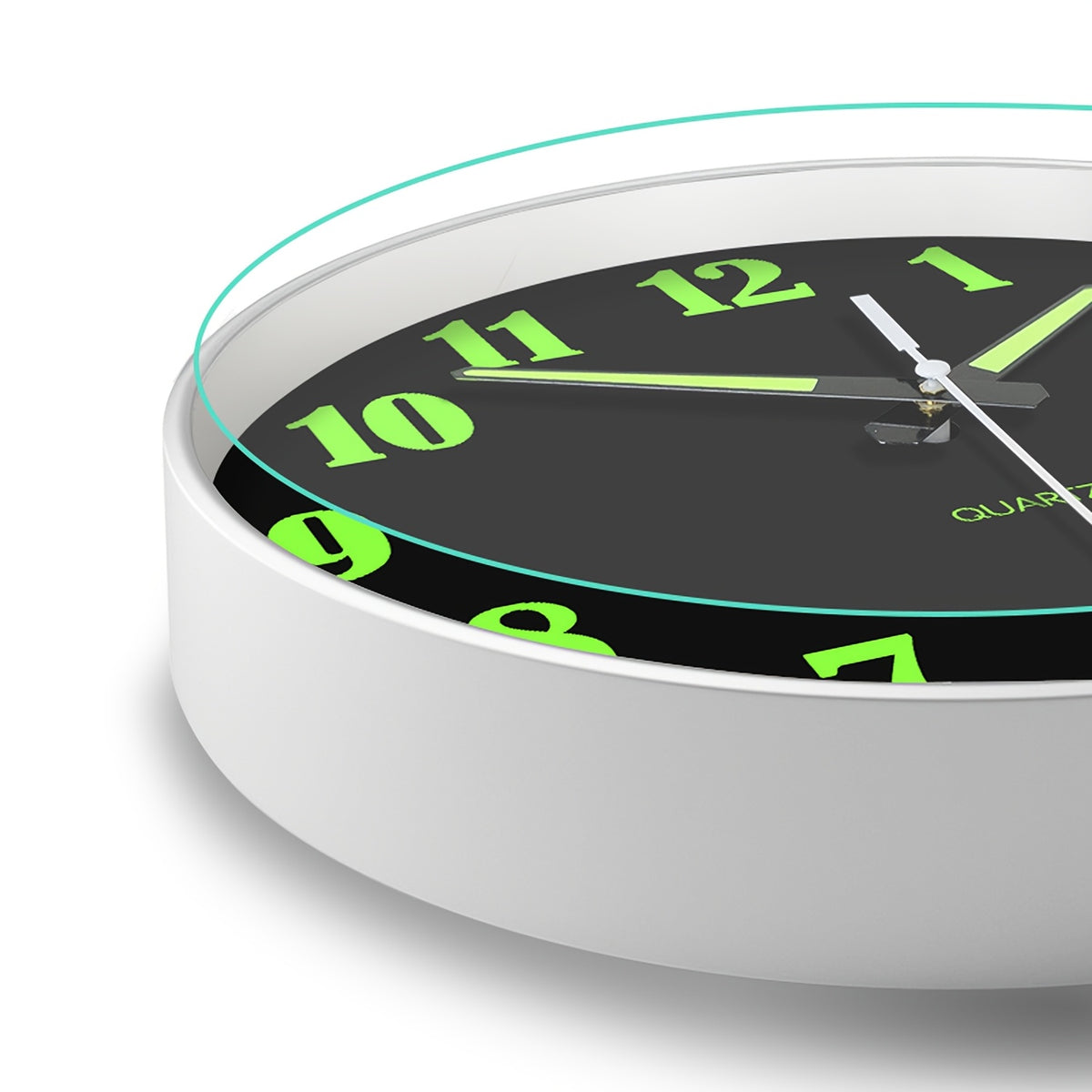 8-16 Inch Modern Black Glow-in-the-Dark Wall Clock, Silent No-Ticking, Battery Powered, Decorative Clock for Living Room, Bedroom, Office & Kitchen, Plastic Frame with High-Transparency Glass Mirror, Perfect Christmas & Housewarming Gift