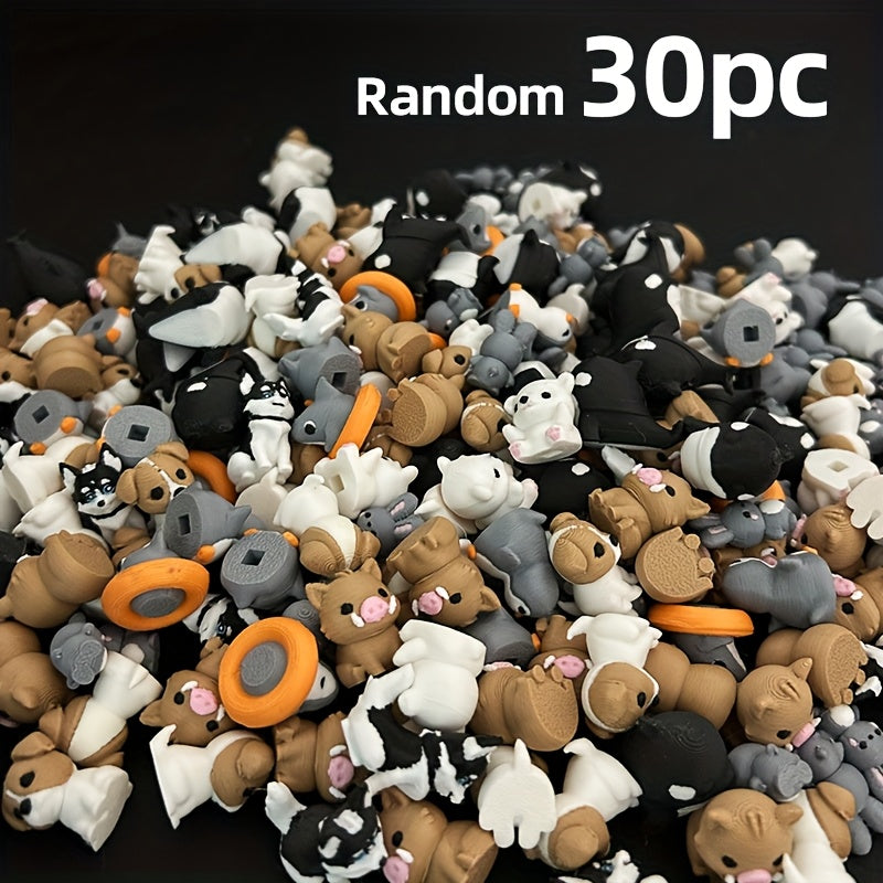 30/50/100/150pcs Multi-color Printing 6 Mini Animal 3D Printed Statue Ornaments for Home Decoration, Colorful And Exquisite Decorations, Suitable for Fairy Gardens, Landscapes, No Batteries Required, PLA Material, Christmas Styles Are Random.