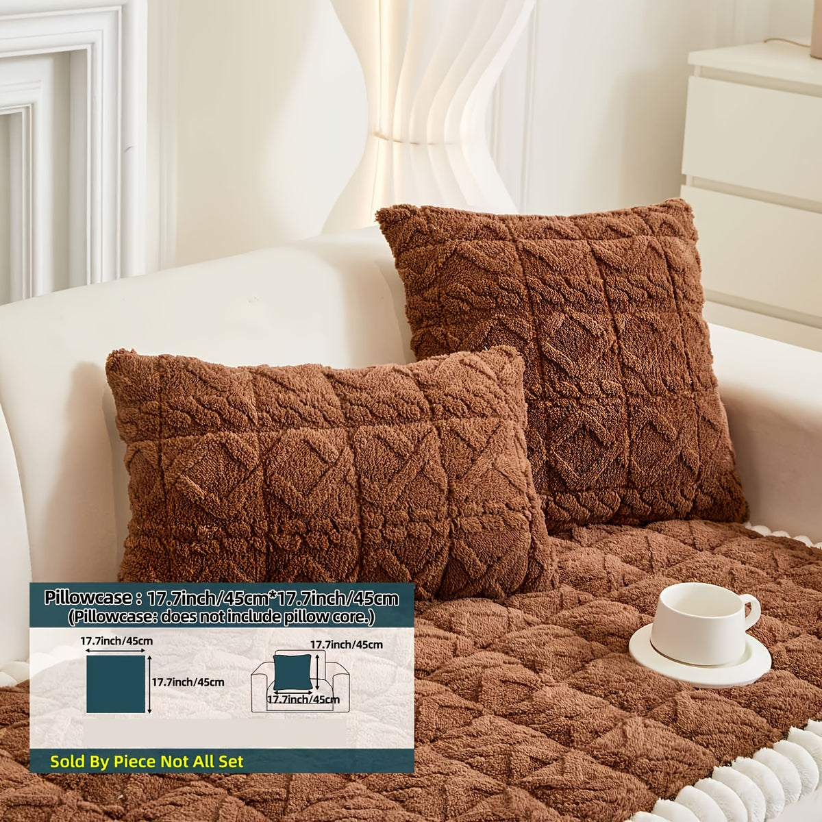 1pc Autumn And Winter Thick Bohemian Style Quilted Sofa Cover with Ruffles, Made Of One-piece Plush Fabric, Machine Washable, Suitable for Anti Slip Protection Of Pets, And Suitable for Decorating Armchairs to 4-seater Segmented Sofas