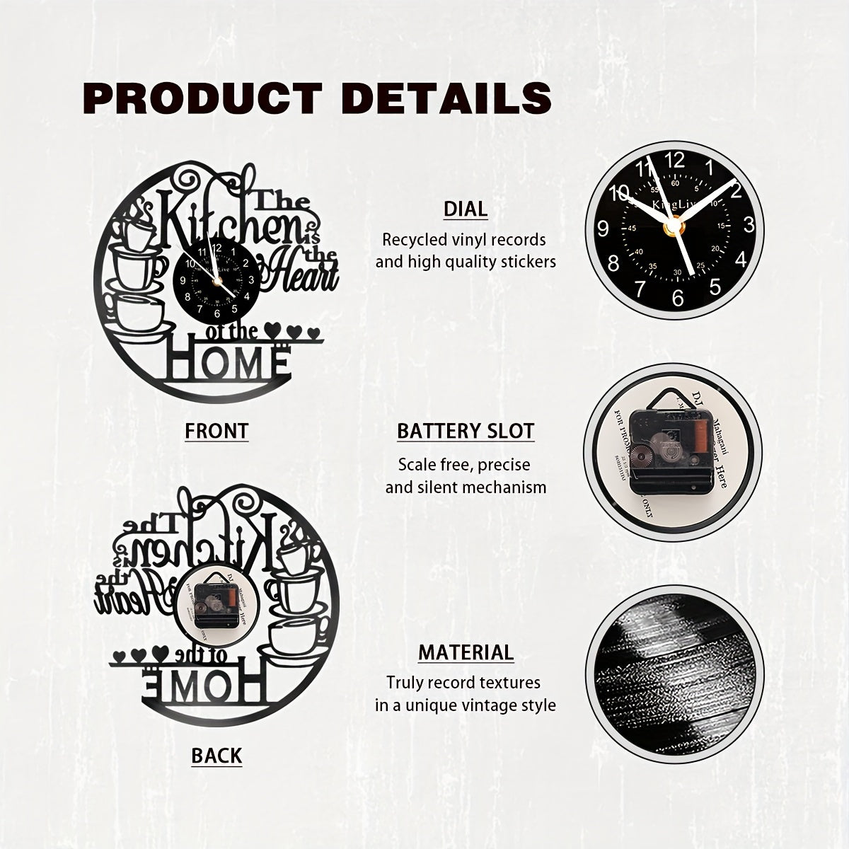 1pc Coffee Vinyl Record Wall Clock, Wall Decoration Art Decoration, Coffee Cup Design Wall Clock - Coffee Clock Silent Home Decoration, Living Room Bedroom Kitchen Bathroom, Christmas Gift/New Year Gift, Special Surprise