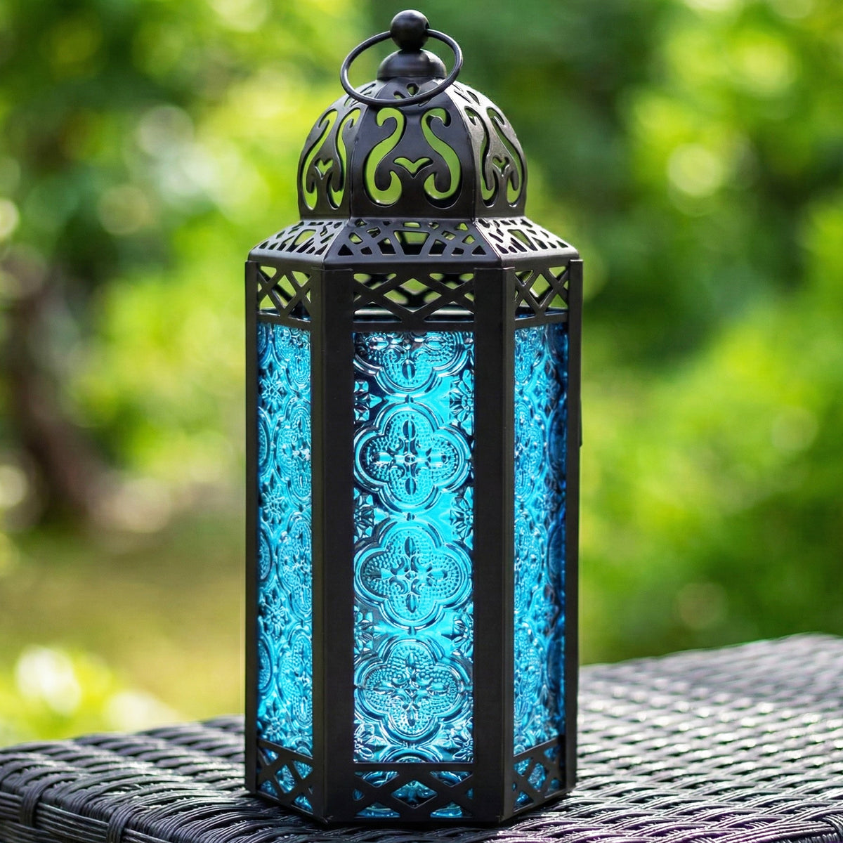 Decorative Moroccan Candle Lantern Holder, Medium, 10.5" Tall