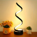 Spiral Bedside Table Lamp with Touch Control, 3-Way Dimming and USB-C Charging Ports, Black or White Single and Two-Piece Options with Mountain Shape Styles