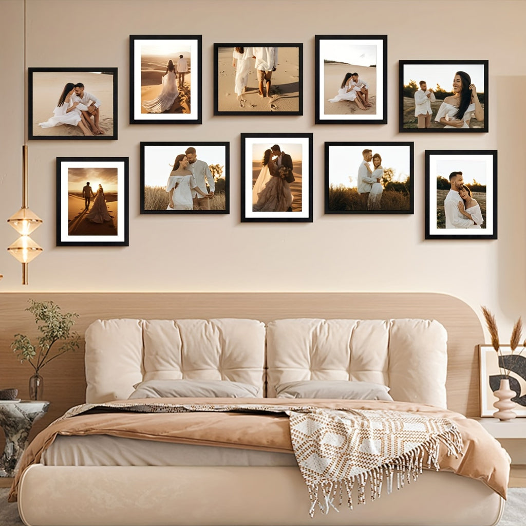 3pcs 12X16/11X14/8X10 Photo Frame, Black Classic Photo Frames, Old Wood And Black Photo Frames, Home Wall Decoration Photo Frames, Large-Sized Artistic Poster Frames, Desktop Display Photo Frames, Exquisite Gifts