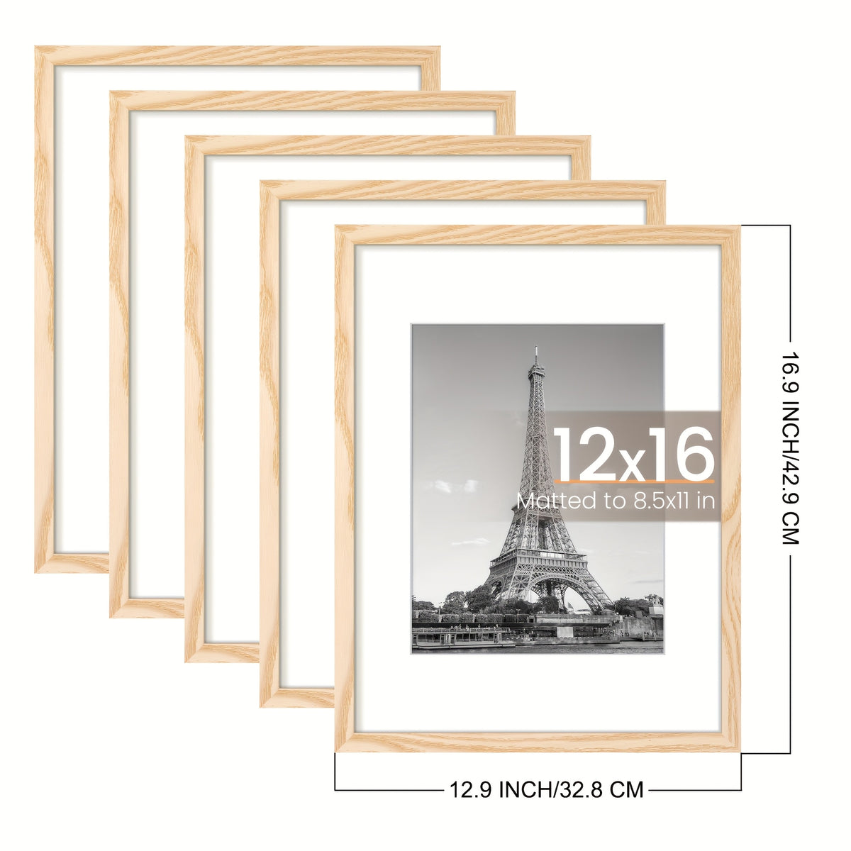 5pcs 12x16 Black Picture Frame, Display Pictures 8.5x11 with Mat Or 12 X 16 Without, Wall Gallery Poster Frames, Vertical Rectangle Picture Frame for Home, Office, Living Room, Art Decor, Birthday Party, Mother'S Day, New Year, Easter Gift