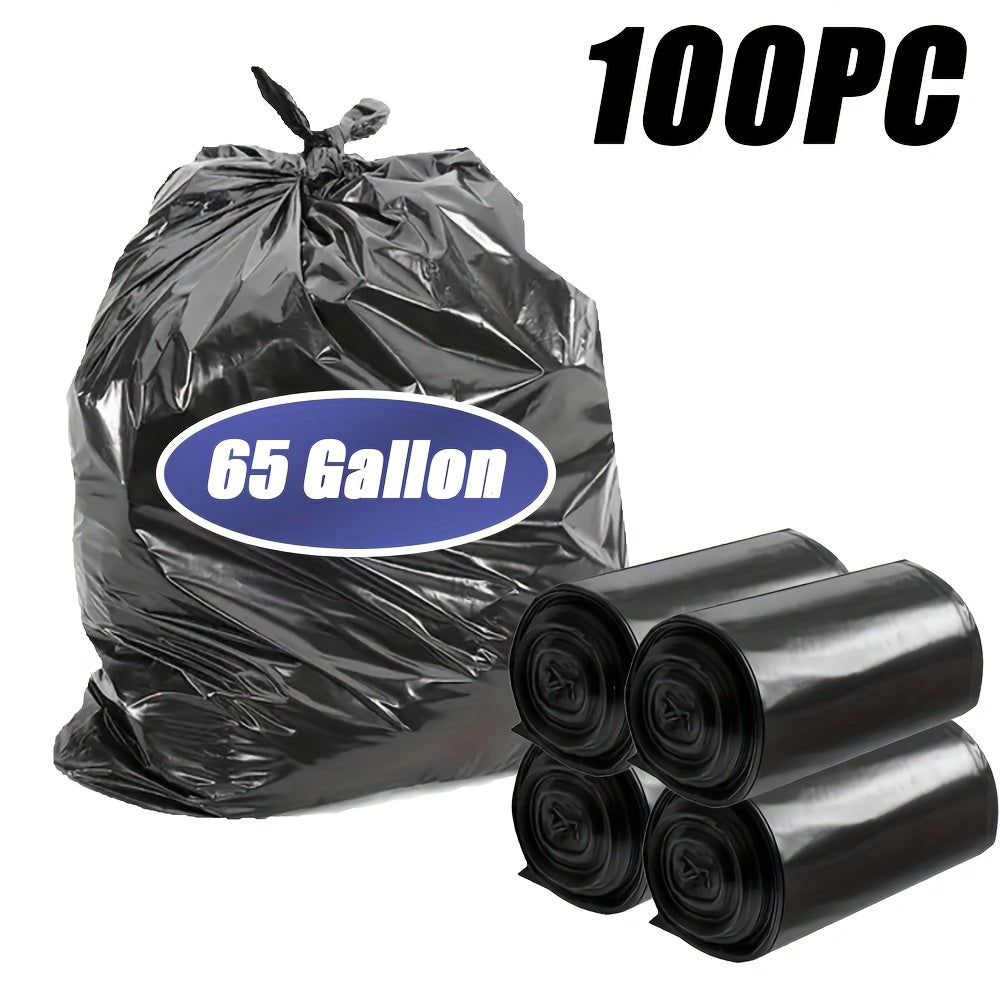 Black Disposable Large Garbage Bag in Kitchen Trash Can, Super Strong 65 Gallon Multi-Functional Cleaning Product for Industrial, Garden, Home, Business - Durable, Leak-Proof, Easy to Use