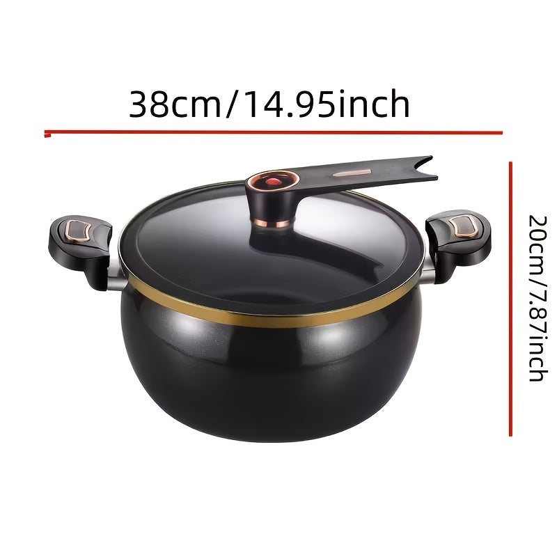 Heavy-Duty Cast Iron Enamel Stew Pot with Double Ears - Non-Stick Soup & Stewing Cook Pot for Induction/Gas Stoves, Large Capacity Braizer for Home, Roasting, Frying Eramic Coated Stock Pot for Quick Cooking, Stew, Soup, Braising