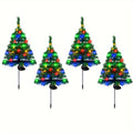 Solar Christmas Tree Path Lights, 4-Pack Green Tree-Shaped Garden Decorations with Solar Panels and Ground Stakes for Front Yard and Walkway Holiday Decor