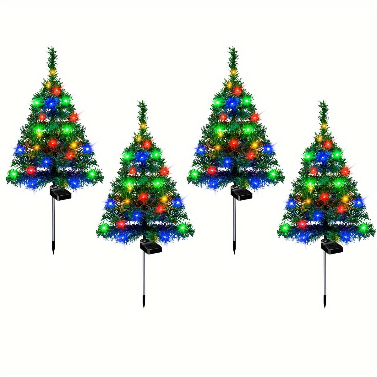 (4-Pack Ordinary Solar Christmas Tree) Christmas Party Christmas Tree Decoration Garden Light Outdoor Solar Energy-Saving Decorative Light - Suitable for Doorstep Path, Courtyard Lawn Gardening Decoration, Halloween/Christmas Decor