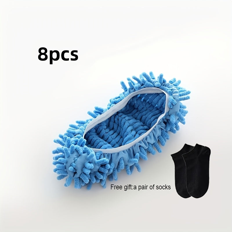 Lazy Mop Slippers Reusable Detachable Washable Chenille Dust Mop Shoes Cover for Floor Cleaning No Electricity Household Cleaning Tool for Living Room Bedroom Halloween Christmas Gifts