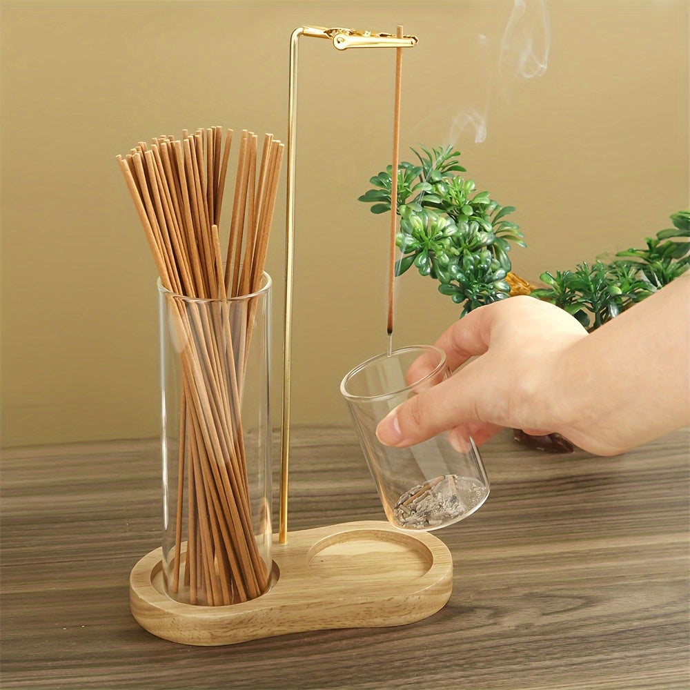 2-in-1 Glass Incense Burner with Removable Ash Collector and Candle Holder- Suitable for Meditation, Yoga, Tea Spaces, and Home Decor- A Practical Tool for Relaxation and Spiritual Practice