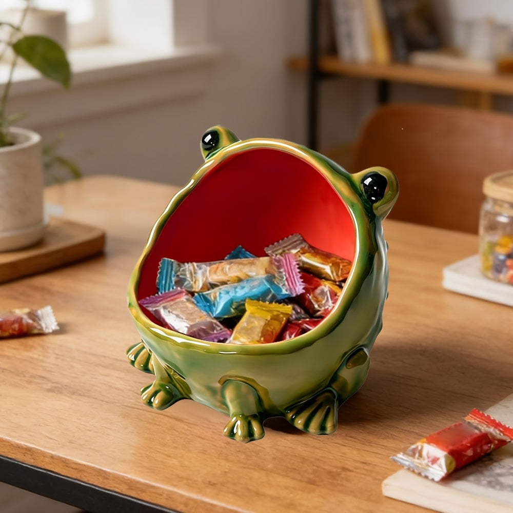 Frog Statue Storage Tray, Entrance Key Holder, Frog Statue Desktop Decoration, Creative Animal Sculpture Storage Basket Tray, Decorative Key Candy, Cute Housewarming Gift (Non-Food Contact)