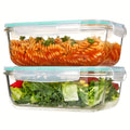 Large Glass Meal Prep Containers with Lids, 2-Pack 1860ml Borosilicate Food Storage Boxes with Airtight Snap Closures for Baking and Leftovers