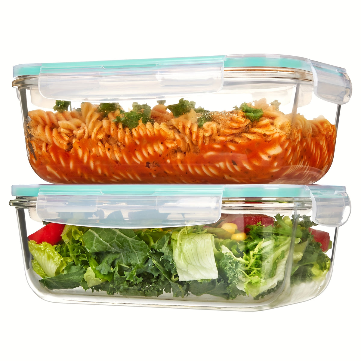 2-Pack 1860Ml/ 63Oz Large Glass Storage Containers with Lids, Meal Prep Food Container Set with Snap-On Airtight Lid for Baking, Microwave, Oven, Leak-Proof, for Freezer, Dishwasher