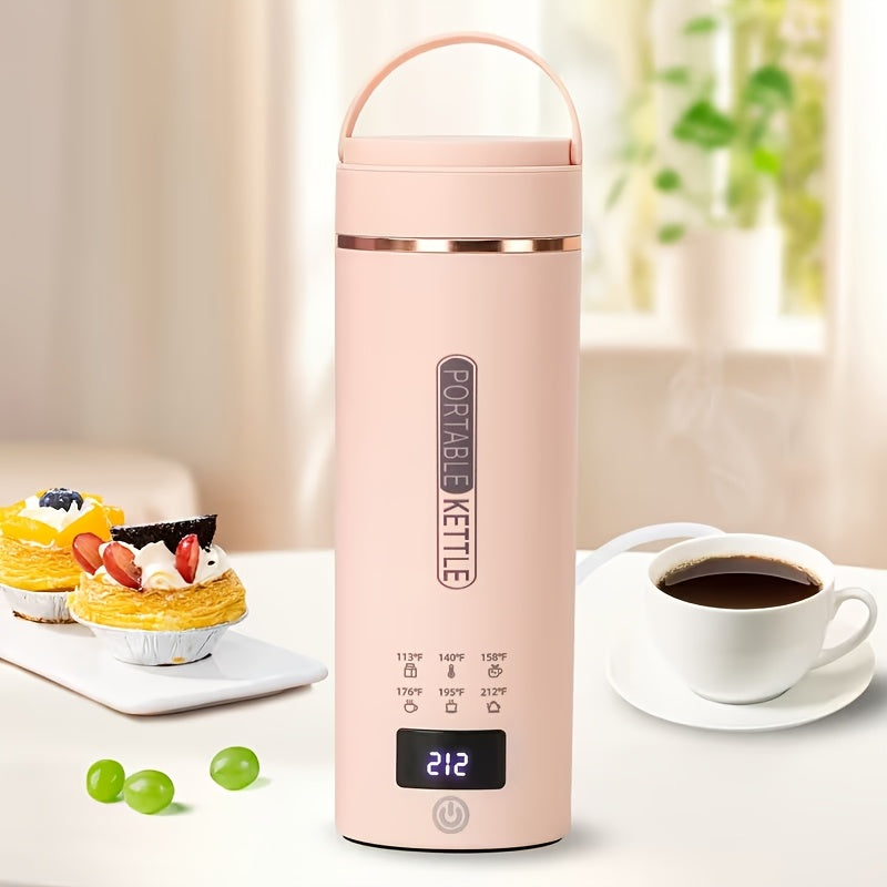 1pc Travel Electric Kettle Portable Small Small Kettle Water Boiler, Water Heater with 6 Temperature Controls, 304 Stainless Steel, Auto Shut-Off And Boil-Dry Protection, BPA-Free, 15.2oz Can Be Applied to Brew Coffee, Brew Flower Tea, Brew Milk