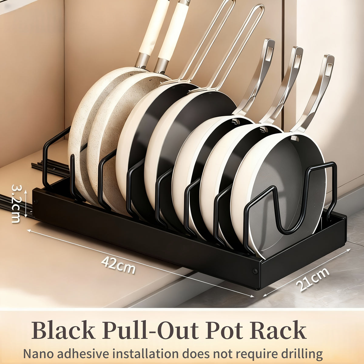 1/2pcs Pull-Out Pot And Pan Storage Box for Cabinets, Kitchen Sliding Lid Rack And Pan Holder, Cabinet Sliding Storage Box for Storing Lids, Baking Tools, And Plates, 8/16 Adjustable Dividers, Kitchen Decor And Additions Pots And Pans Organizer