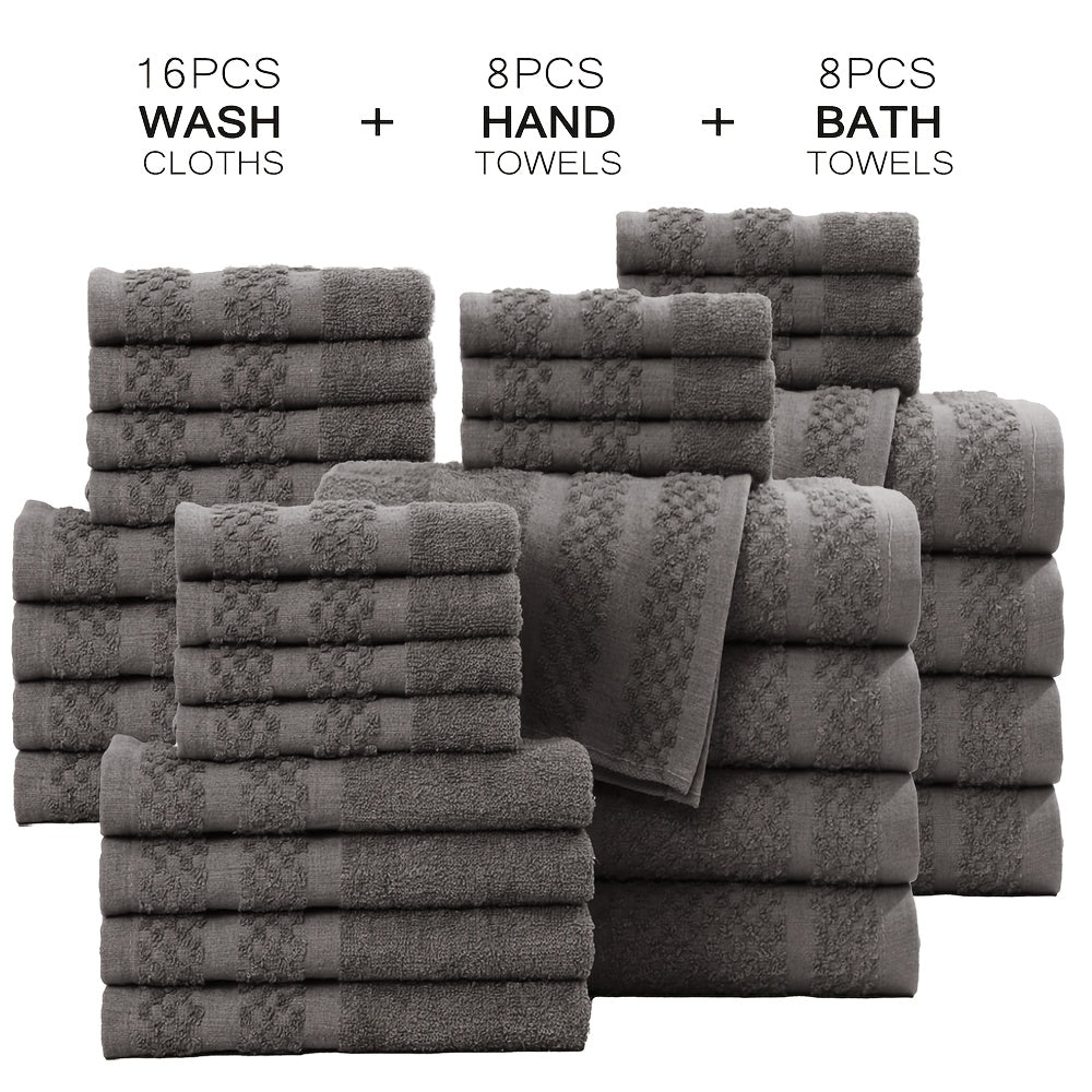 32pcs/16pcs/10pcs Bath Towel Set, 4pcs Bath Towels&2pcs Hand Towels&4pcs Washcloths, Solid Color, Cotton Towel, Absorbent, Quick-drying, Soft And Comfortable, Bathroom Supplies, Towels for Bathroom, Shower And Hotel