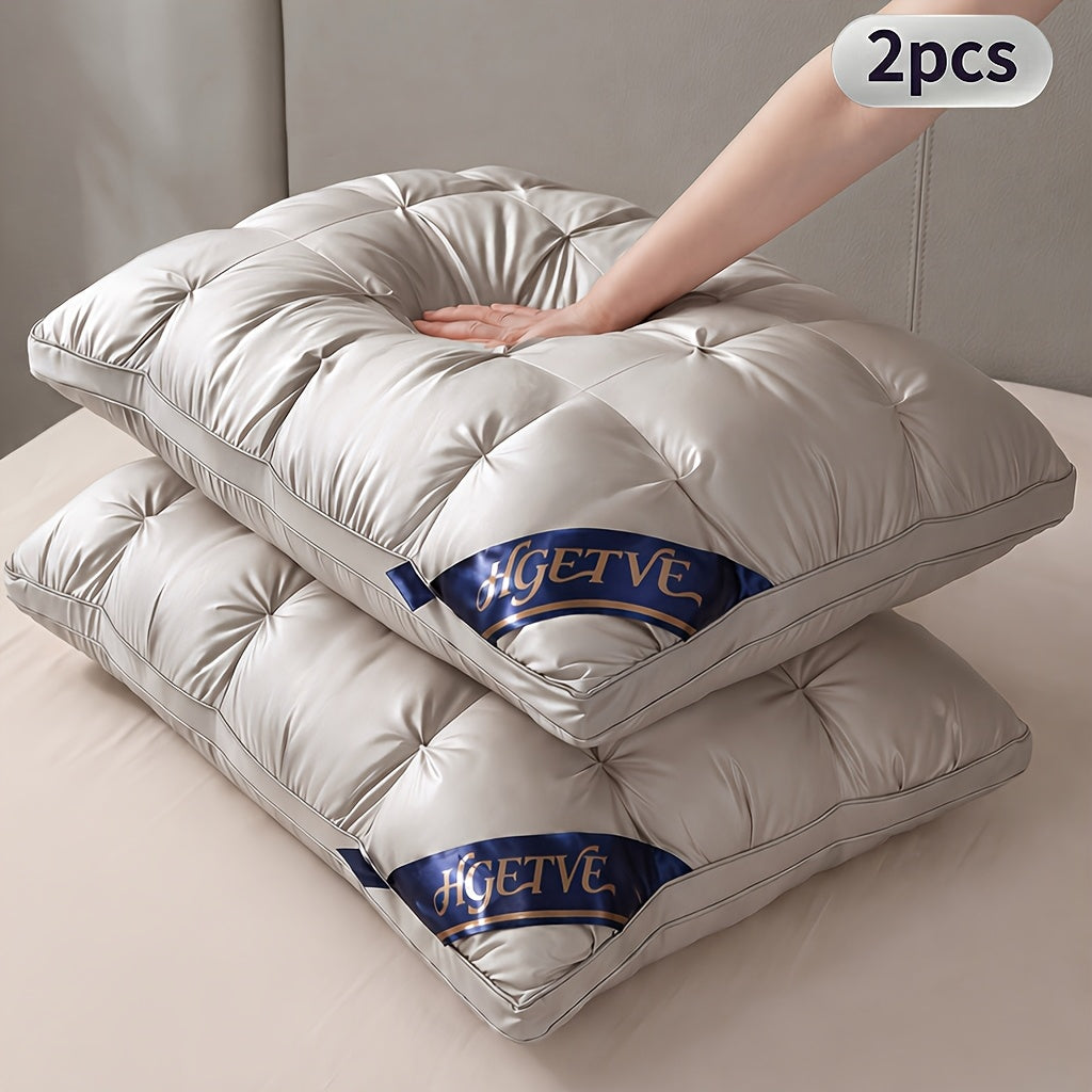 2pcs Hotel Quality Sleep Pillow, Deep Sleep Neck Pillow, Highly Elastic And Plump Pillow Core, Hypoallergenic And Skin-Friendly Pillowcase, Easy Clean, Soft And Breathable, Sleep-aiding Pillow, All-Season, Queen/King Size, Holiday Gift