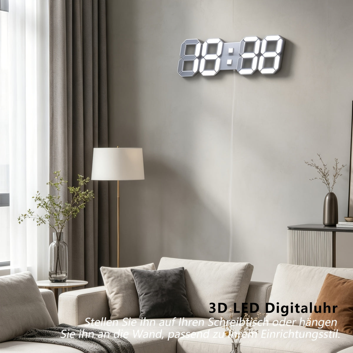 1pc of a 9.7-Inch Digital LED Wall Clock Suitable for Bedrooms, a Large Table Clock with Alarm Features, Remote Control, 12/24-Hour Format, Temperature Display, Dimming Options, And Illuminated Display (White Light)