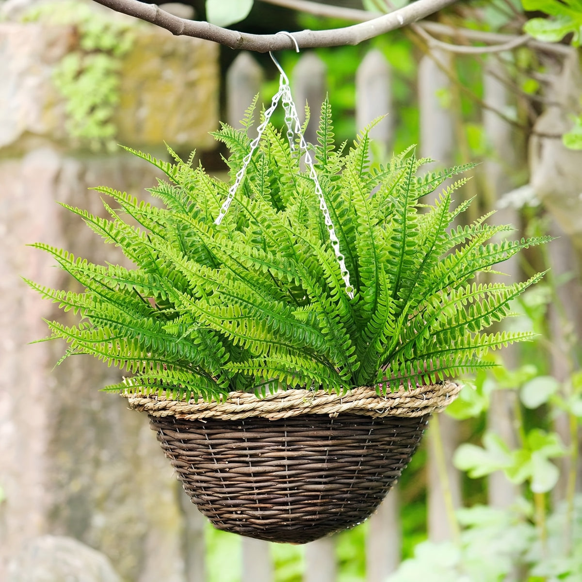 Set of 20 Artificial Ferns Suitable for Outdoor Use, These Faux Boston Ferns Are Made from Uv-Resistant Plastic, Perfect for Enhancing The Decor of Homes, Offices, Gardens, Patios, And Yards