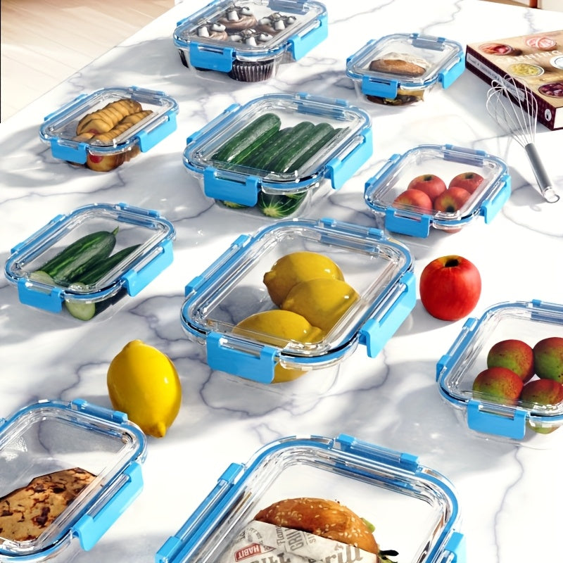 Stackable 20pcs Glass Food Container (10 Lids + 10 Containers) - Multi-purpose Meal Prep And Pantry. with Airtight Lids, Oven, Microwave, Refrigerator And Dishwasher Safe. Durable, Space-saving Design Improves Heating Efficiency And Organization.
