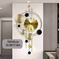 Nordic Decorative Wall Clock, Gold and Black Metal Geometric Wall Art with Analog Numbered Dial and Silent Design for Living Room and Bedroom