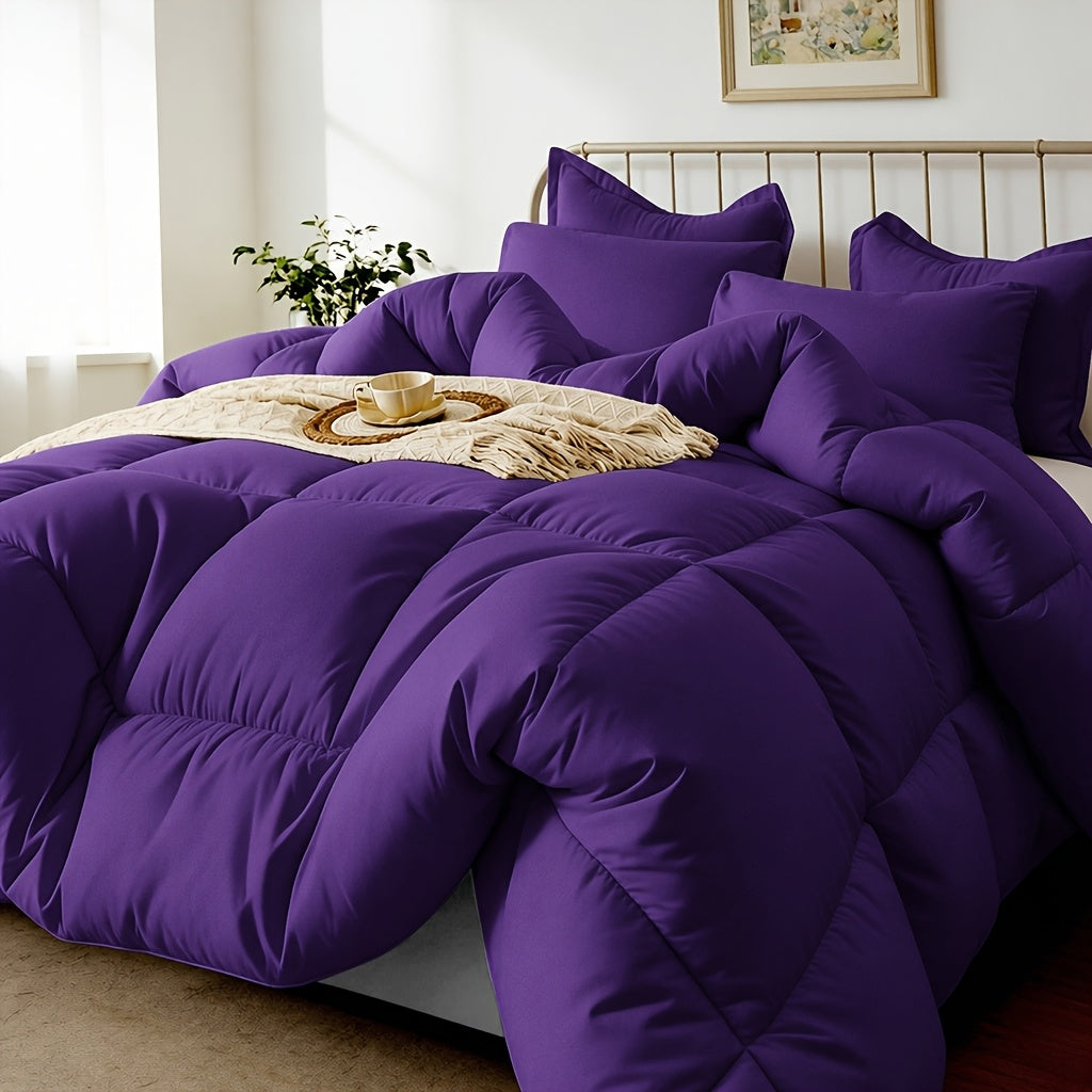 2/3pcs Solid-color Diamond-quilted Comforter Set. Easy Clean, Fabric Soft Breathable. Includes 1 Comforter, 1/2 Pillow Shams. Fits All Bed Sizes Matches Various Bedroom Decor. Suitable for All Seasons Ideal As A Gift, Include Random Color