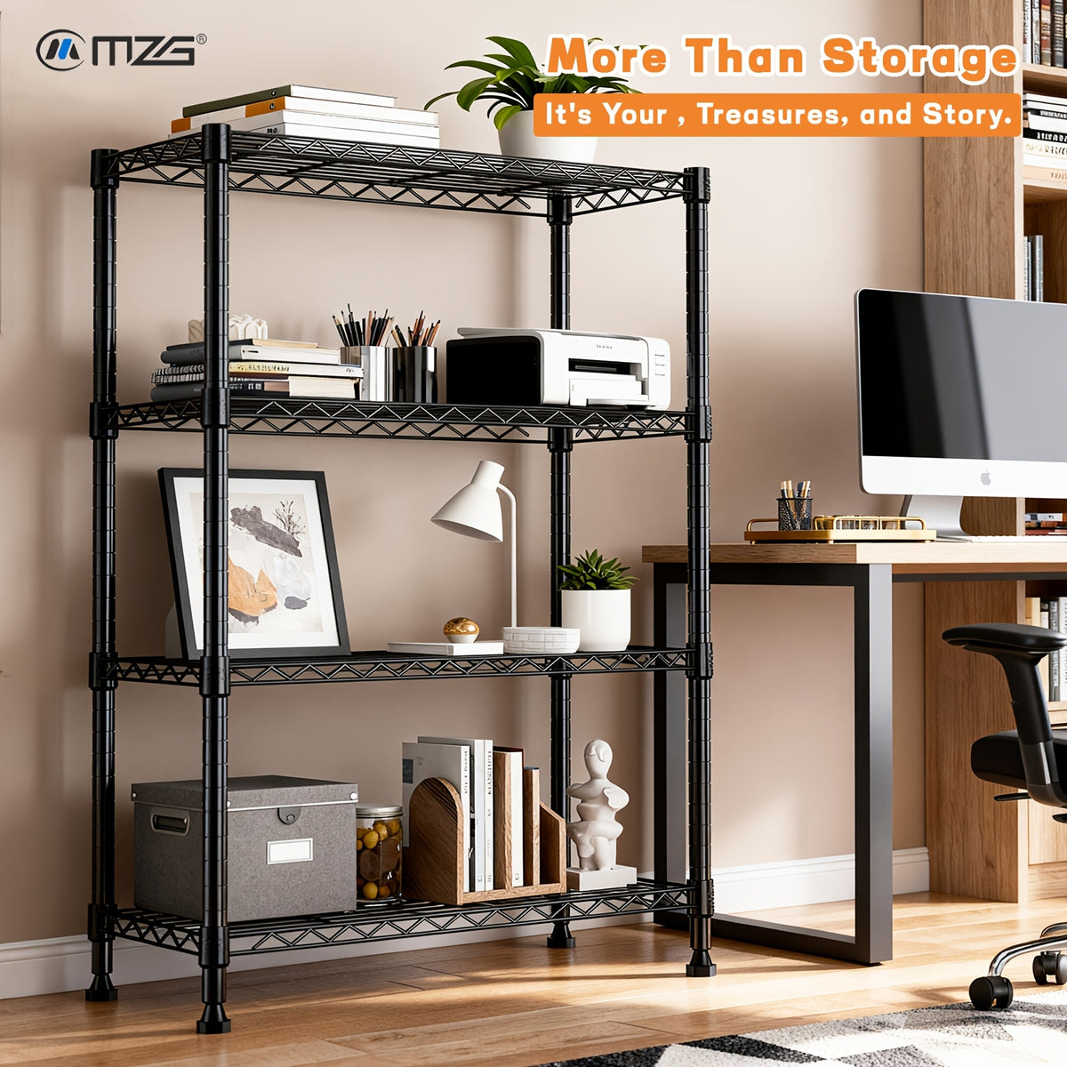 MZG 2000/1600/1000 Lbs 5/4/3 Tier Storage Shelving Steel Heavy Duty Multi-Tier Utility Shelving Unit Steel Organizer Wire Rack For Home, Kitchen, Office, Garage Standing Baker'S Racks, Room Decor Shoe Hat Organizer Bathroom Accessory Dresser Laundry