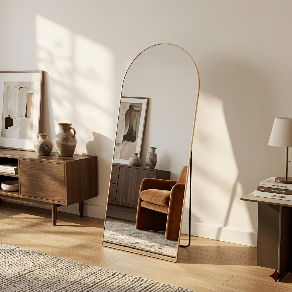 Full Length Floor Mirror, Shatterproof Tempered Glass & Metal Frame, Free Standing or Leaning Dressing Mirror, Circle Vanity Mirrors in Various Sizes Suitable for Home Decor, Bathroom Bedroom Living Room Entryway, Hanging or Leaning