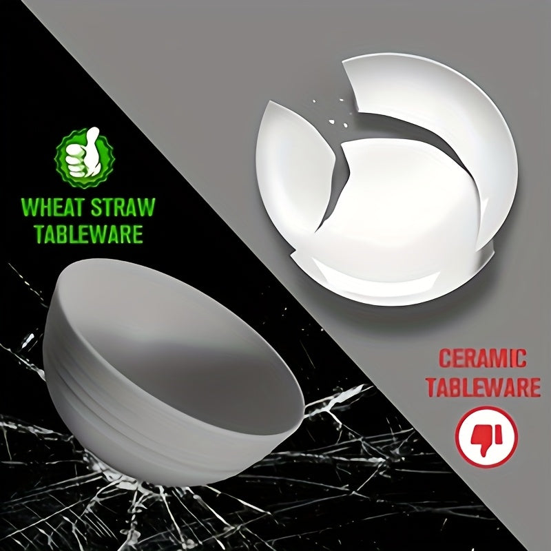 32pcs/16pcs Wheat Straw Large Size Dinnerware Set, Pair with 2 Golden Tableware, Service for 8/4 People, Lightweight Kitchen Additions, Unbreakable Modern Dish Set-Plate/Dessert Plate/Bowl/Cup, Dishwasher And Microwave Safe