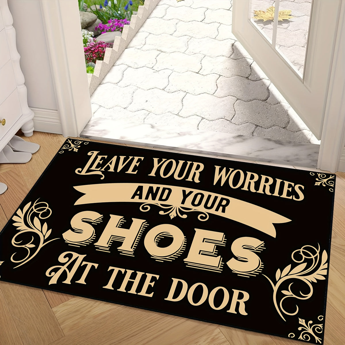 Leave Your Worries And Shoes Doormat Welcome Entrance Carpet Non-Slip Floor Mats Indoor Home Decor