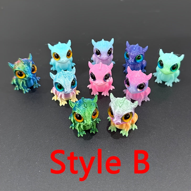 Mini Dragon Figurine Collection with One Dragon Egg, 20 3D Printed Dragons in Gradient Colors for Fantasy Desktop Decor, Party Displays and Collector Gifts