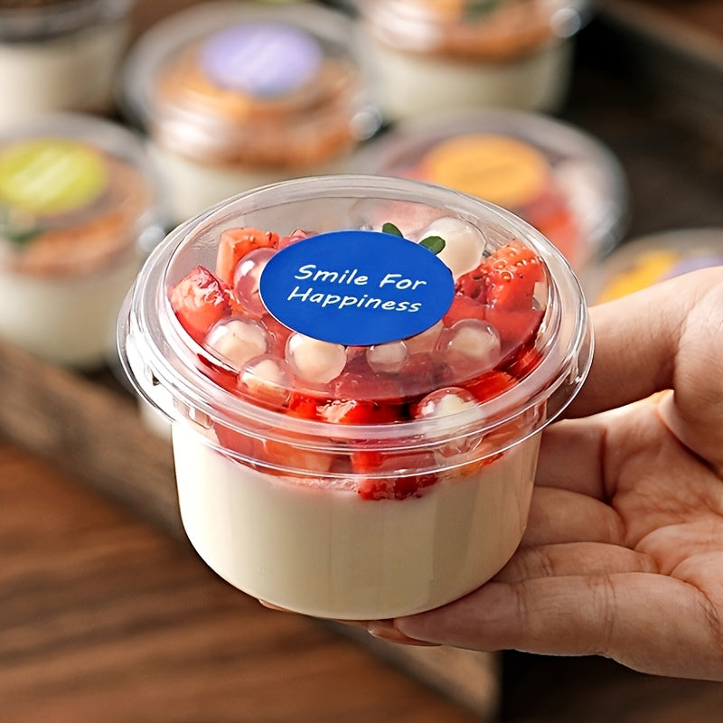 [Halloween, Christmas] 50 Party Cups with Lids Dessert Bowls Pastry Packaging Boxes- Durable And Shatterproof Dessert Containers Suitable for Yogurt, Coconut Jelly, Pudding Mousse, Oatmeal, Etc. Transparent Food-Grade Plastic, Ideal for And Events for Hal