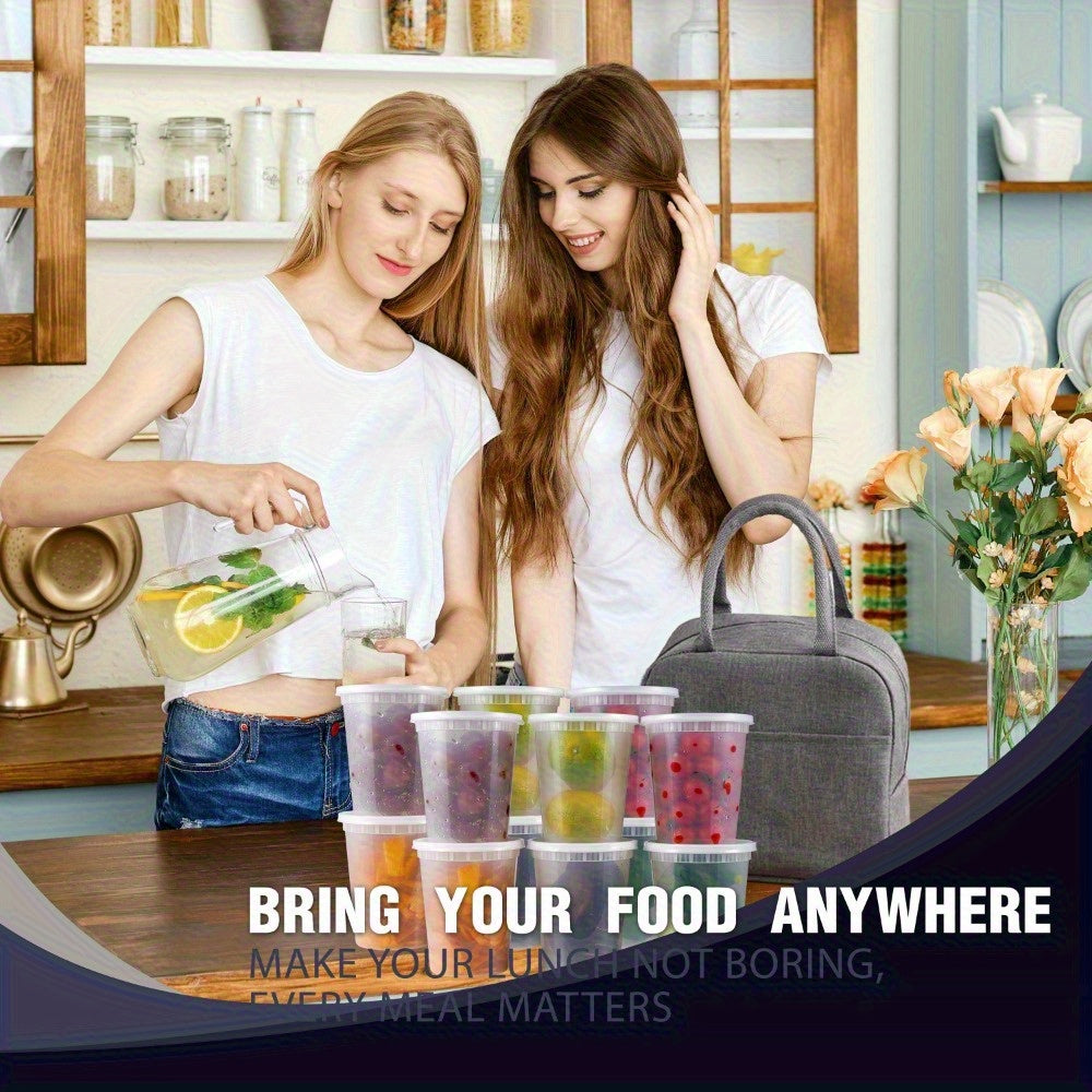 60pcs (30 Containers & 30 Lids) Durable Leakproof Deli Containers with Lids Set - Ideal Choice for Takeout Meal Preparation, BPA-Free, Microwave & Dishwasher & Freezer Safe - 32oz Stackable Sealed Fresh Container, Ready-to-Eat Packaging Kit