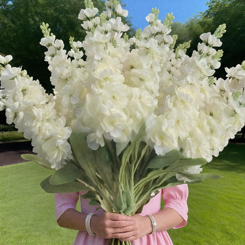 35pcs Realistic White Hyacinth Artificial Flower Bouquet - Fade-Resistant & Maintenance-Free Plastic Faux Flowers Suitable for Indoor/Outdoor Weddings, Gardens, Offices - Elegant Low-Maintenance Wedding & Housewarming Gift (No Container)