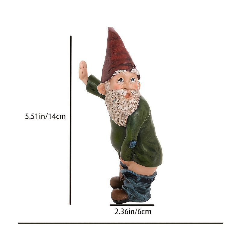 Gnome Statue - 10.3" Tall Polyresin - Willy The Peeing Garden Gnome for Lawn Ornaments, Indoor Or Outdoor Decorations - Red And Green Funny Gnomes