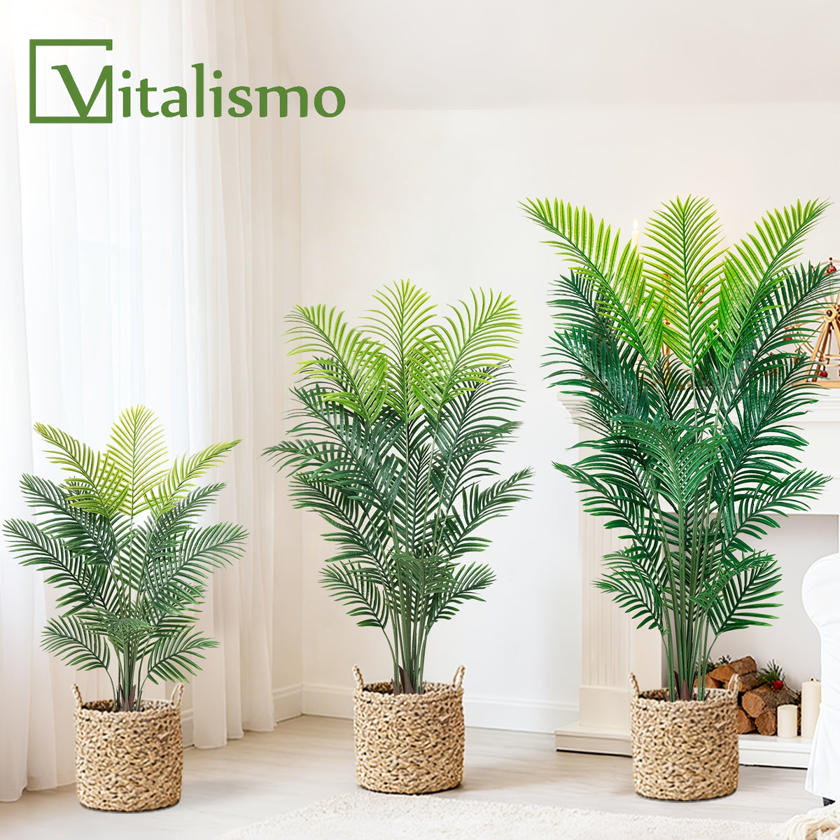 4/5/6ft Artificial Palm Tree, Tall Faux Palm with Bare Stem/Black/White Planter Options, UV-Resistant Realistic Dense Leaves, Tropical Floor Plant Zero Maintenance Easy Assembly Fake Tree for Living Room, Front Porch, Patio, Office & Commercial Decor