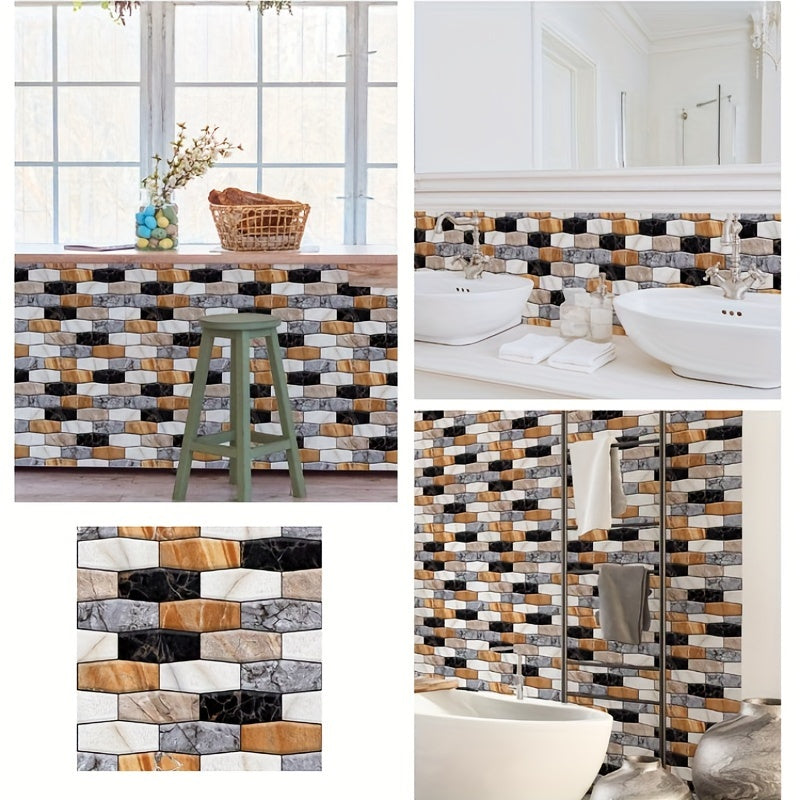 Peel and Stick Tile Wall Stickers, 20 Piece Self-Adhesive 3D XPE Foam Panels Measuring 11.8 x 11.8 Inches for Kitchen and Bathroom Decor