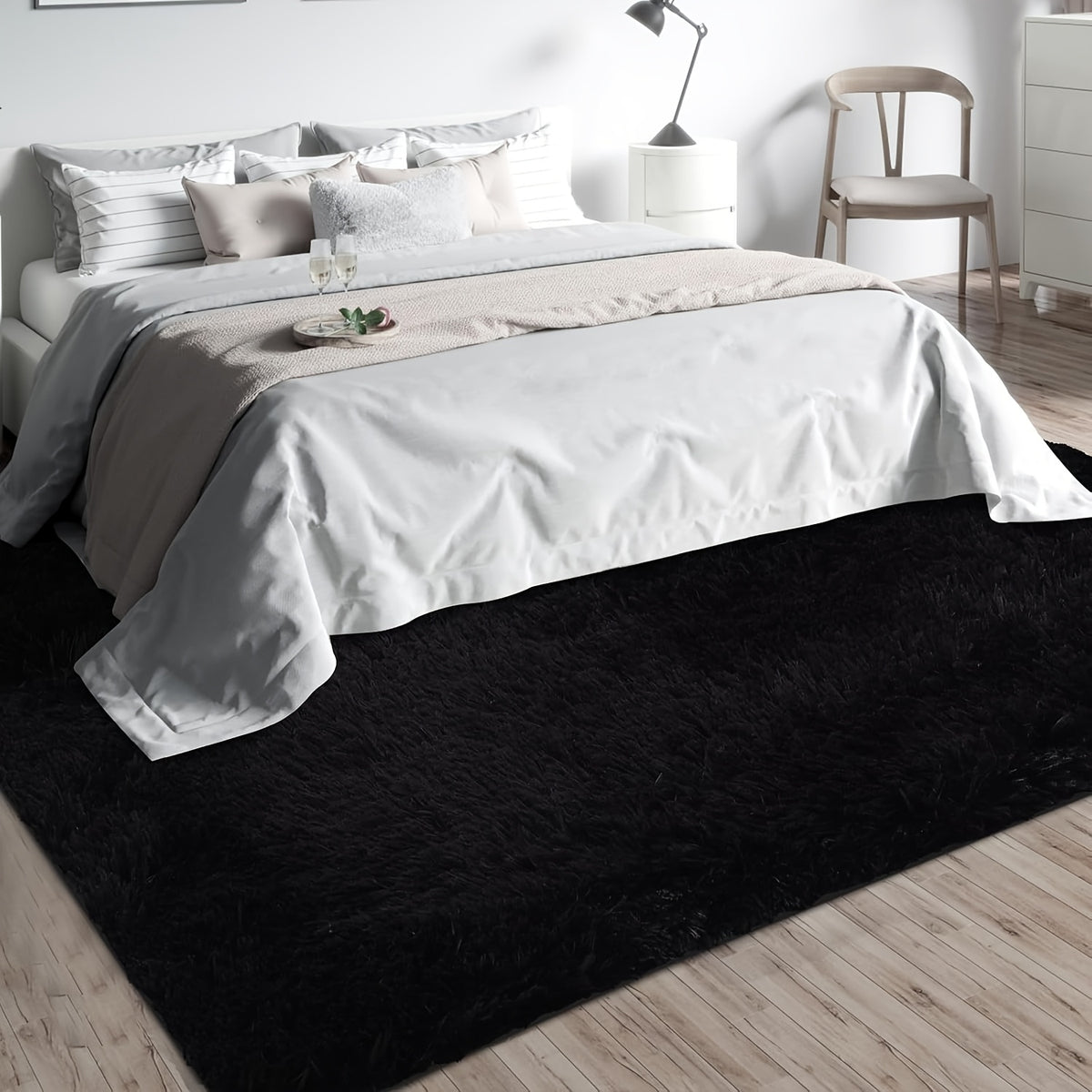 Fluffy Bedroom Carpet Shaggy Fuzzy Grey Soft Rugs for Bedroom Plush Rug Thick Area Rugs for Living Room Cute Room Decor