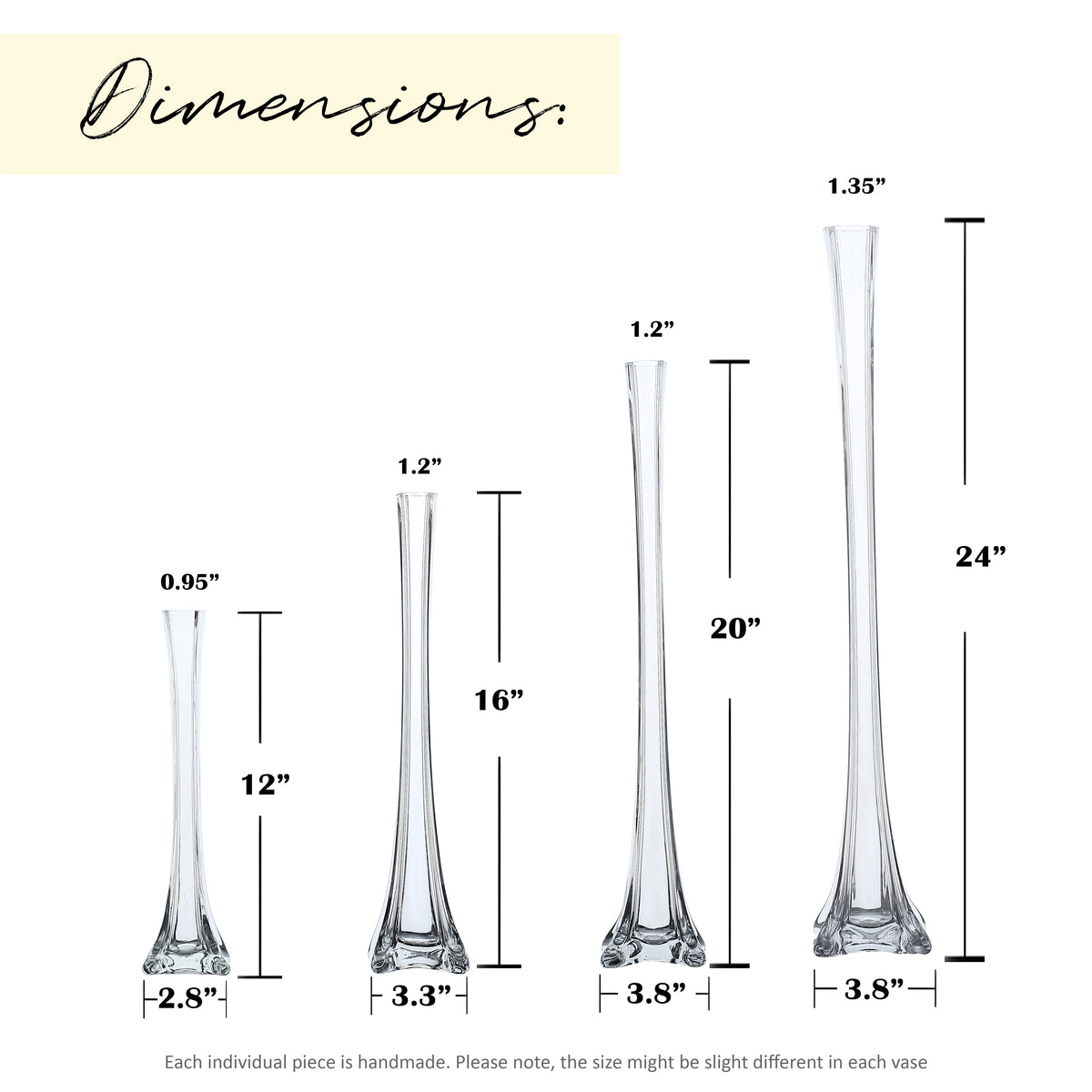 Eiffel Tower Vase, Pack of 12, Flower Vases Centerpiece for Flower, Wedding, Decoration.