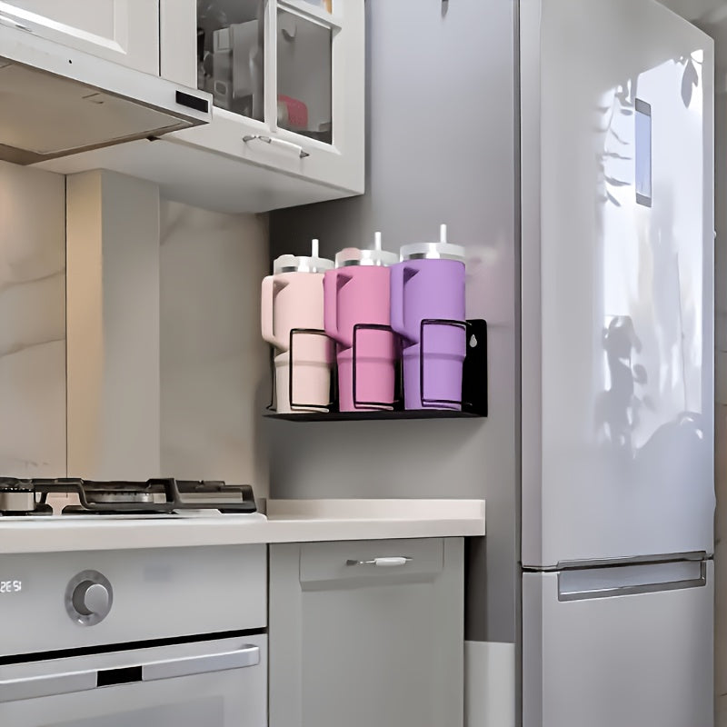 Magnetic Cup Holder - A 3-layer Refrigerator Organizer for Cups, Glasses and Water Bottles. Space-saving Design with A Powerful Magnetic Base, Perfect for Kitchen and Bathroom Storage. Kitchen Storage Solution. Modern Kitchen Accessories. Durable Ca