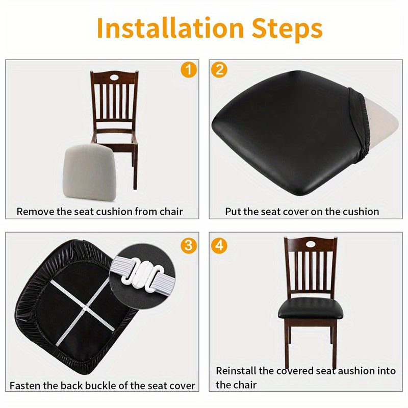 4/6pcs 100% Waterproof PU Dining Chair Slipcovers - Removable Upholstered Chair Cushion Cover For Dining Room, Kitchen, Hotel, And Home Decor