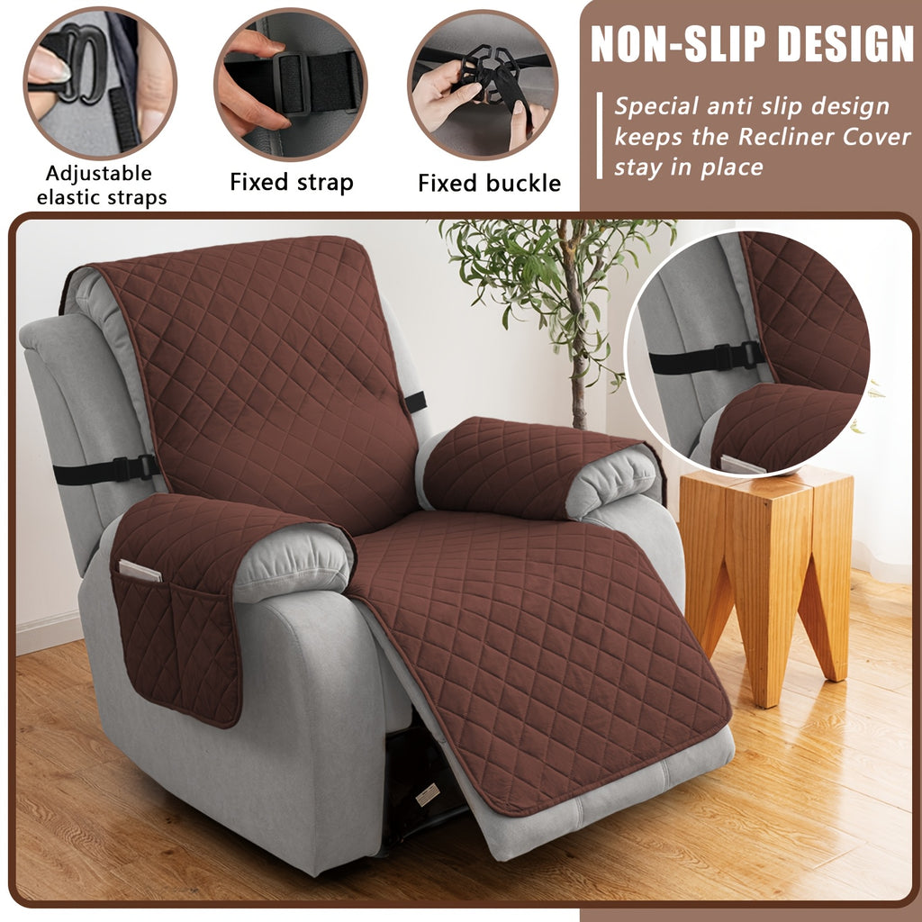 1pc 100% Non-Slip Recliner Chair Cover Sofa Slipcover, Pet Cover For Large Recliner With Elastic Straps, Washable Chair Seat Cover Recliner Chair Furniture Protector, Recliner Compatible, Valentine'S Day Home Decorations