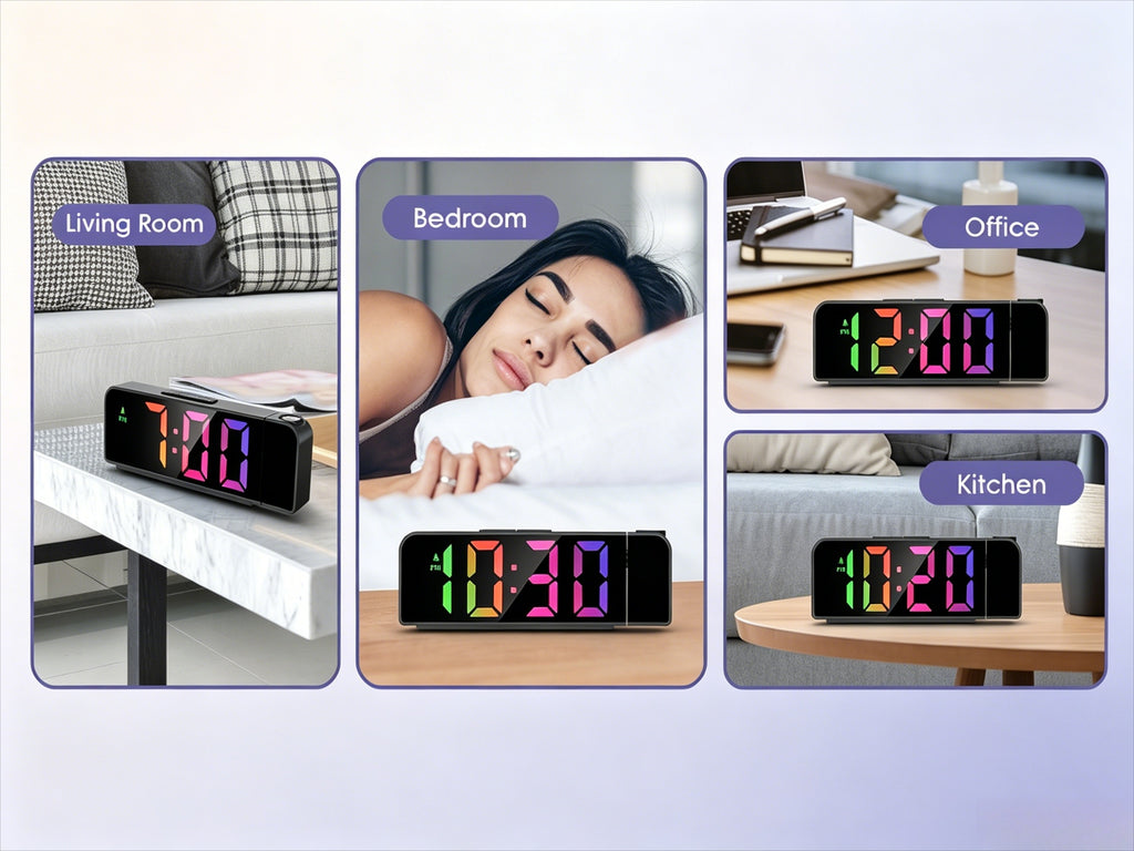 Projection Alarm Clock, Ceiling Projection Alarm Clock, 7.7-inch Large Display Screen, LED Digital Clock, Snooze Function, Bedroom And Living Room Clock, USB Charging, Night Mode, Projection Alarm Clock, Suitable for Bedroom, Office And Travel.