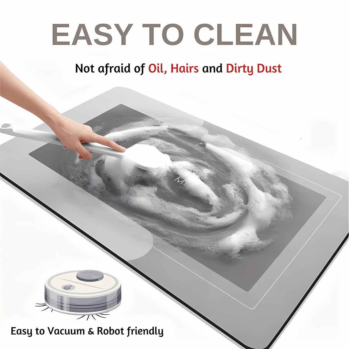 Letter Absorbent Floor Mat, Anti-Slip, Fully Laid Kitchen Floor Mat, Foot Mat, Quick-Drying Diatomaceous Mud Super Large Anti-Fall Floor Mat