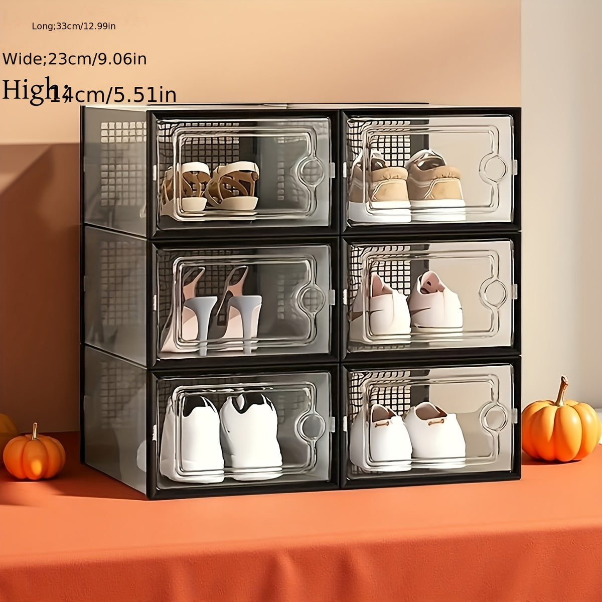 6/12/24pcs Thickened Transparent Shoe Boxes with Lid, Foldable Stackable Free Combination Shoe Rack, Plastic Sneaker Container, Space Saving Storage Organizer for Entryway Bedroom, Home Shoe Box Shoe Racks Shoe Storage Organizer Shelf