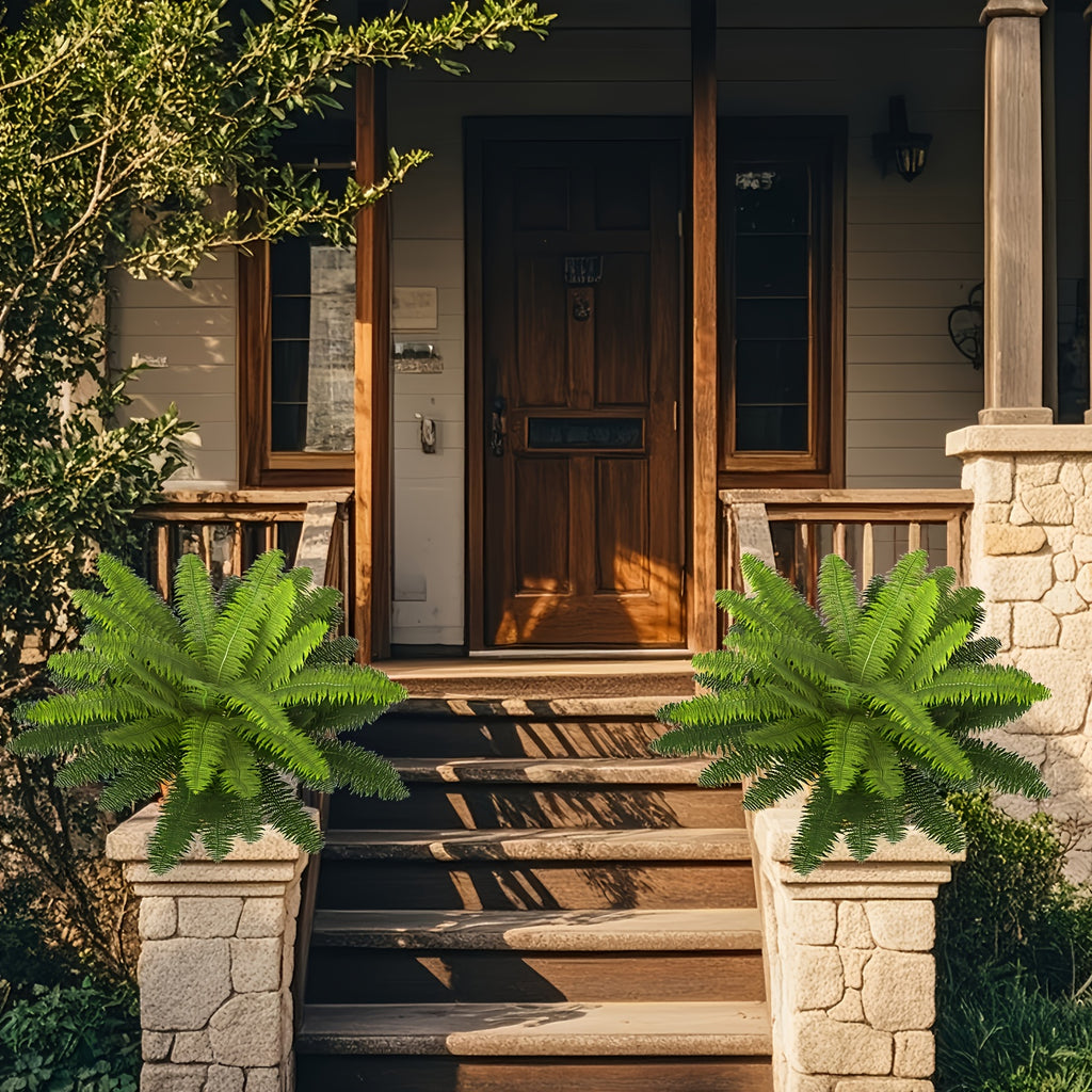 4 Large Boston Fern Greenery, 34-Inch Artificial Plant, Suitable for Outdoor Use, Home Office, Garden Porch Barn Decoration, Wedding Anniversary Festivals (Easter, Mother'S Day, Earth Day), Spring And Summer Display, Indoor And Outdoor Hanging