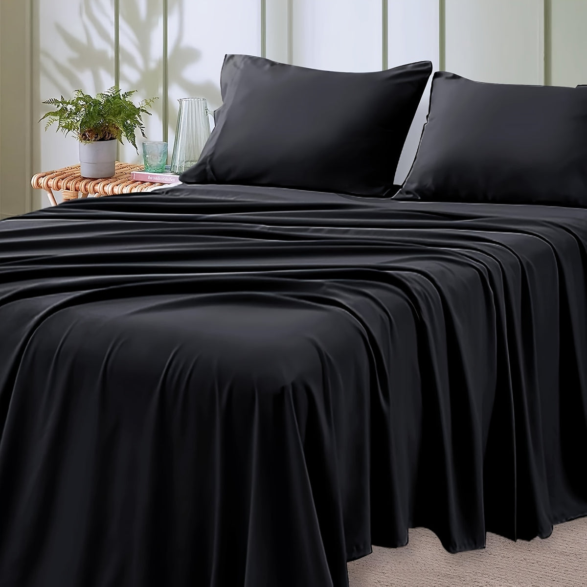 4pcs Queen Size Luxury Hotel-Grade Bed Sheet Set - 2000TC Ultra Soft & Breathable Microfiber with 14" Deep Pocket, Shrinkage & Fade Resistant, Lavender Elegant Deep Pocket Fitted Sheet, Flat Sheet & 2 Pillowcases for Mattresses, All-Season Easy Care Beddi